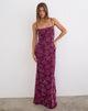 Image of Darsih Maxi Dress in Flock Shadow Leaf Plum