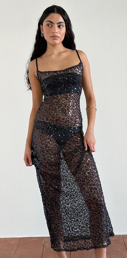 Image of Darish Maxi Dress in Sequin Mesh Black