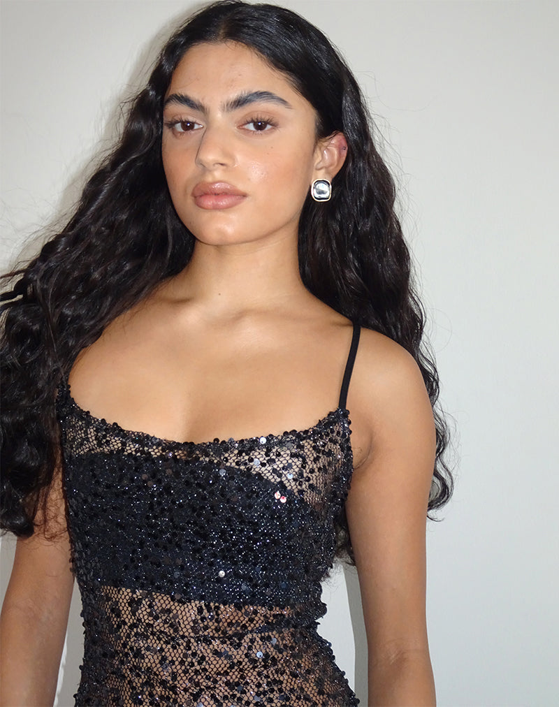 Women's Darsih Maxi Dress in Sequin Mesh Black, XS Black Women's Darsih Maxi Dress in Sequin Mesh Black, XS Black