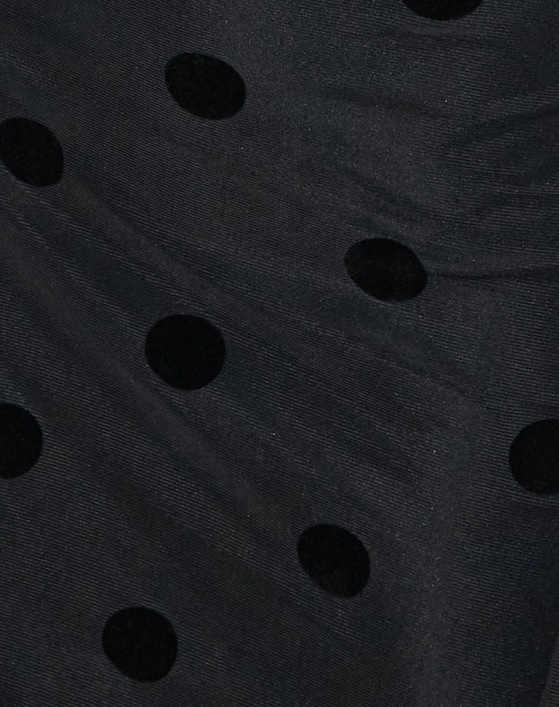 Black Polka Printed Long Sleeve Mini Dress | Dasa