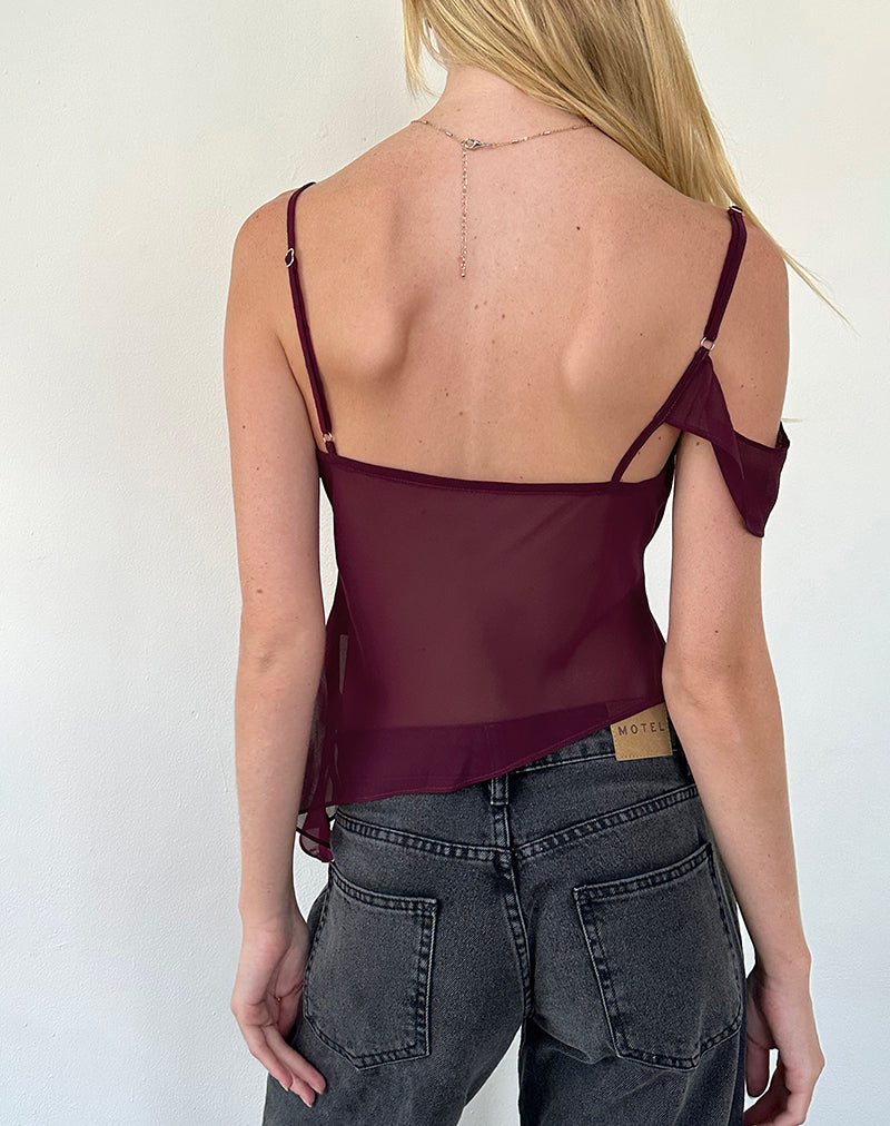 Image of Davila Top in Chiffon Burgundy