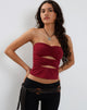 Image of Dayu Bandeau Crop Top in Burgundy