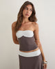 Image of Dayuri Bandeau Top in Peppercorn with White Polka Dots Panel