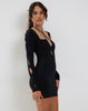 image of Delaris Long Sleeve Halterneck Mini Dress in Black