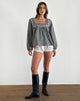 Image of Demona Top in Tonal Gingham Black and Grey