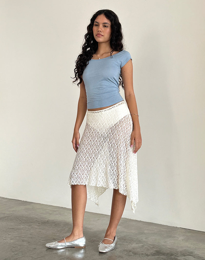 Image of Dendro Midi Skirt in Lace Ivory