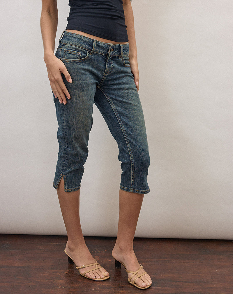 Image of Denim Capri Jean in Dirty Green
