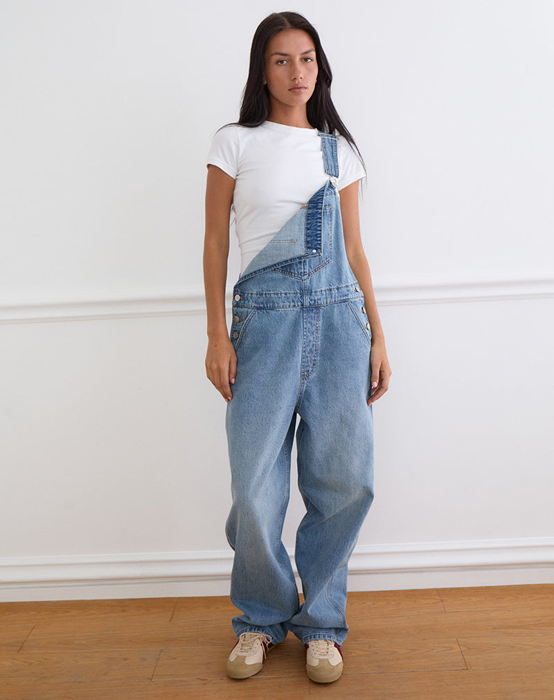 Image of Denim Dungaree in Bright Blue Used