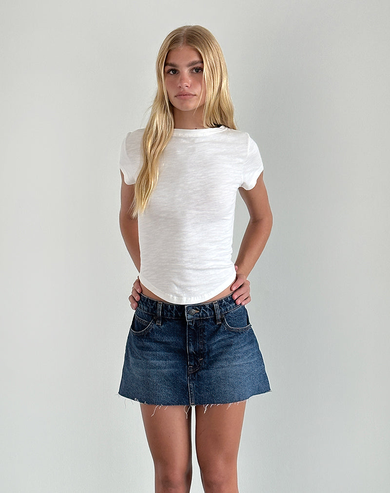 Mid Blue Used Raw Hem Denim Mini Skirt Motelrocks Com Us 6628