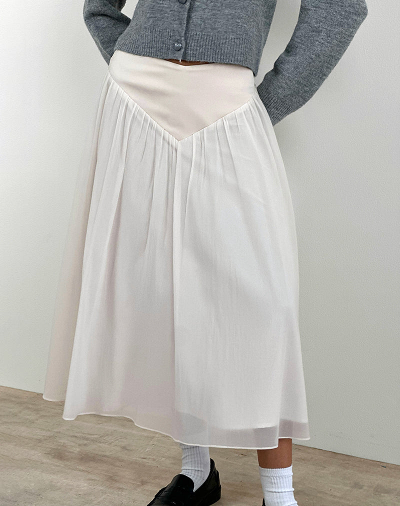 Image of Derika V Waist Maxi Skirt in Cream