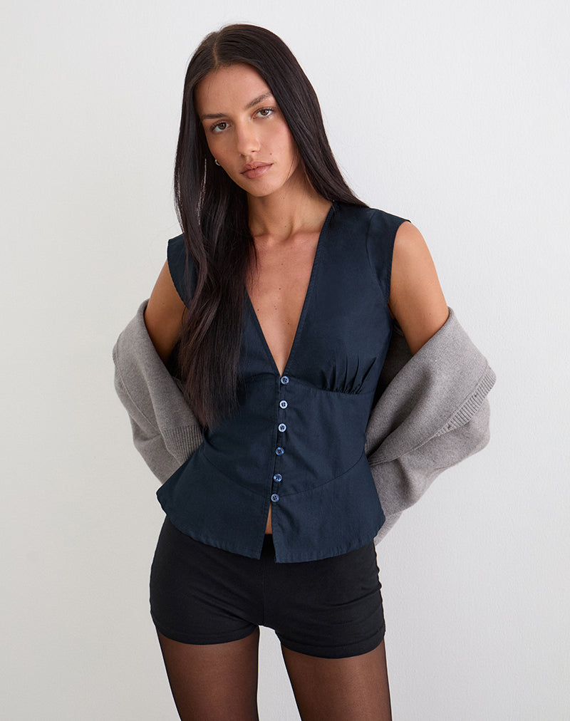 Devlon Blouse in Dark Navy