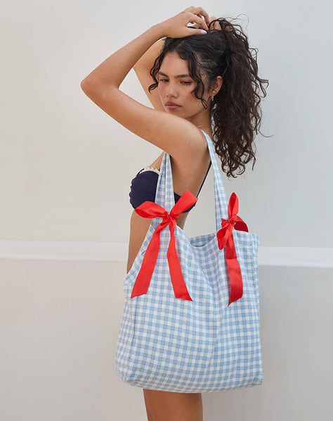 Blue Gingham Tote Bag | Barbara – motelrocks-com-us