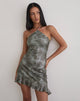 Image of Dikta Asymmetric Mini Dress in Sequin Green Grey