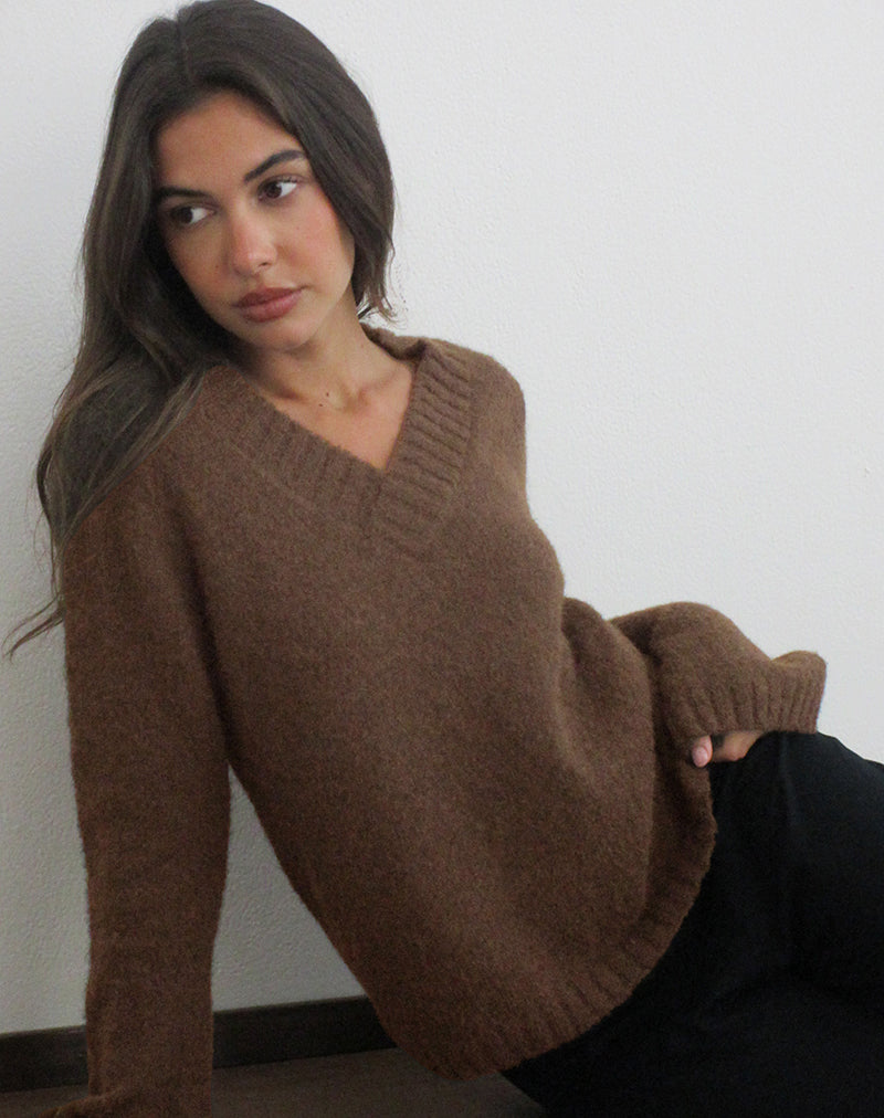 Dinesa Jumper in Knit Chocolate Brown