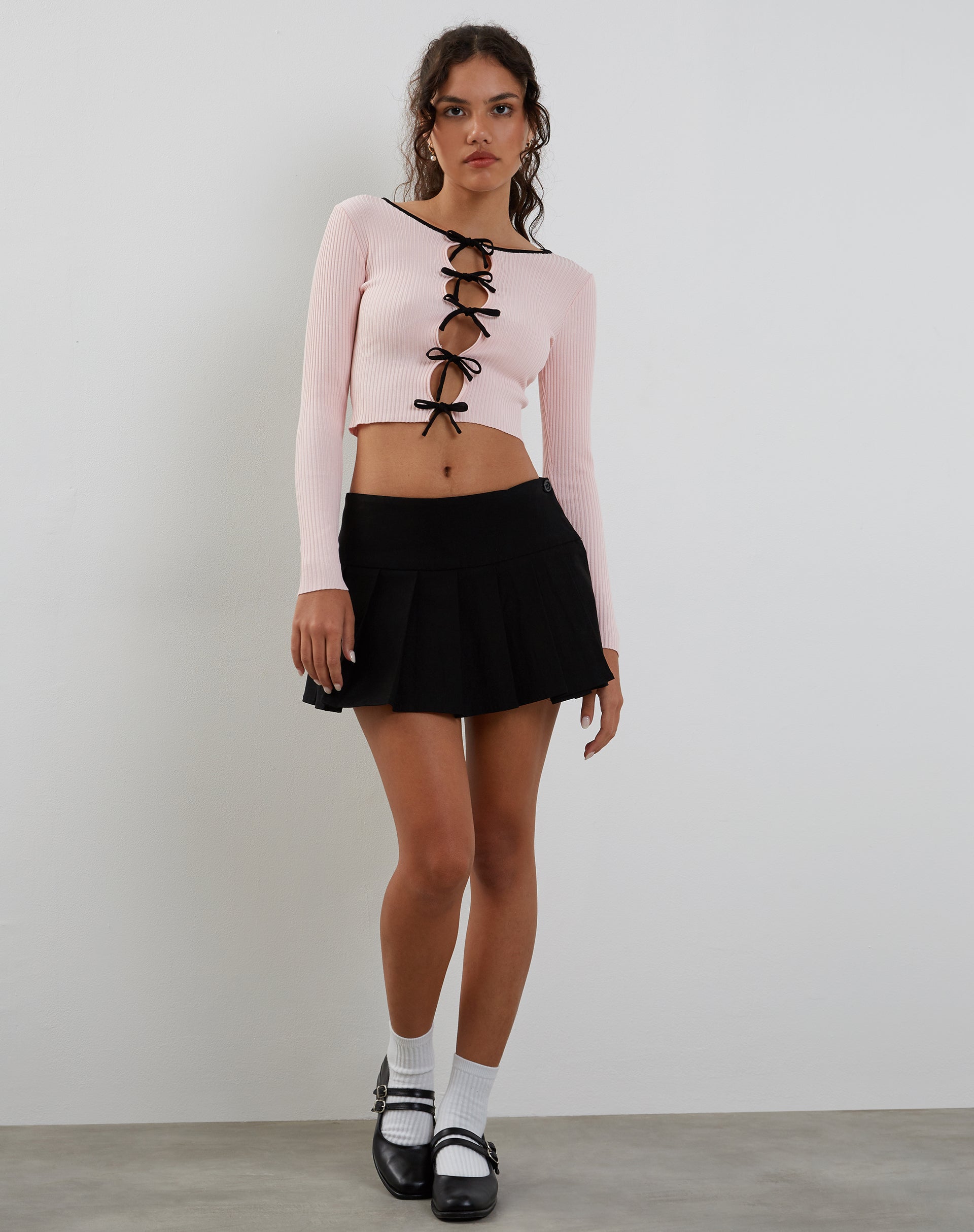 Blush Pink with Black Bows Cardigan | Dipha – motelrocks-com-us