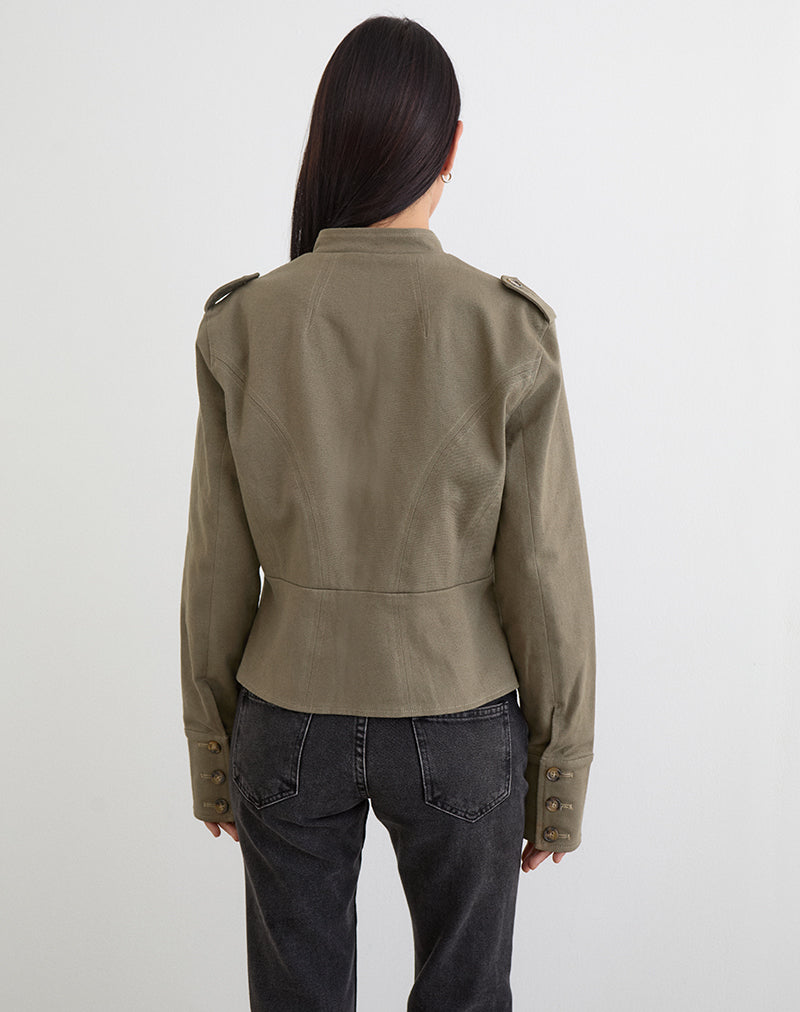 Khaki Twill Military Jacket | Diranda – motelrocks-com-us