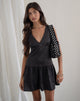 Image of Distia Plunge Puff Mini Dress in Black