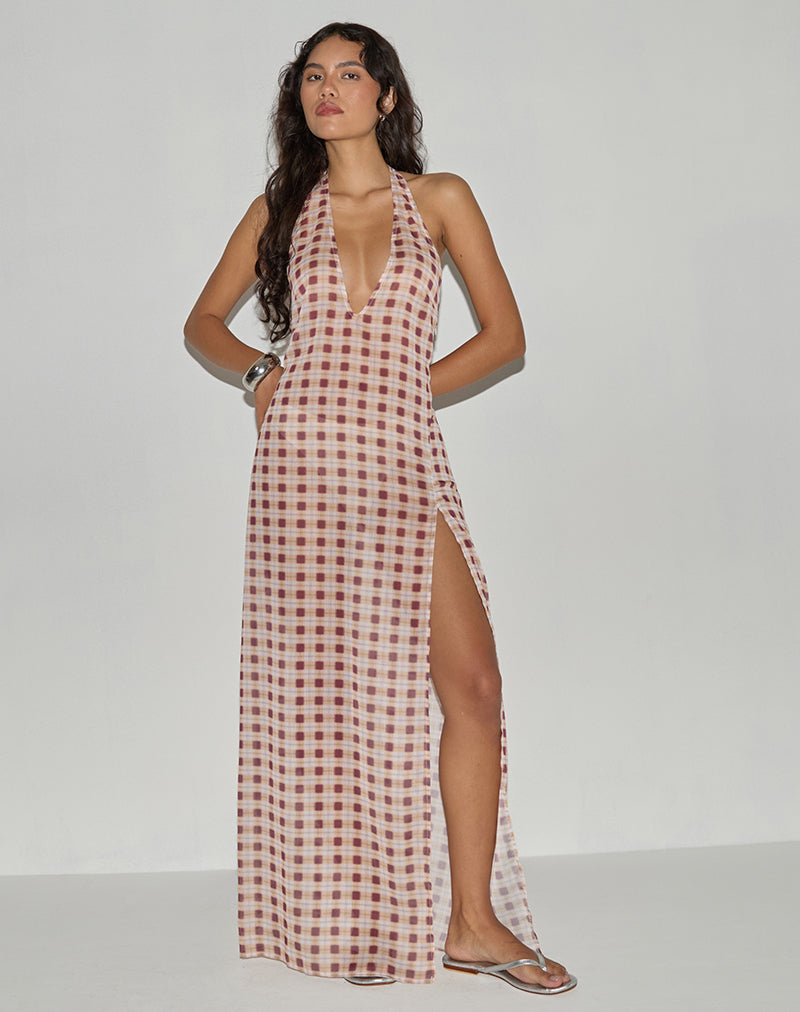 peach blurred mesh extreme cowl neck maxi dress Vila - Halter Cowl Neck Satin Maxi Dress - Women - Polyester - 34 EU