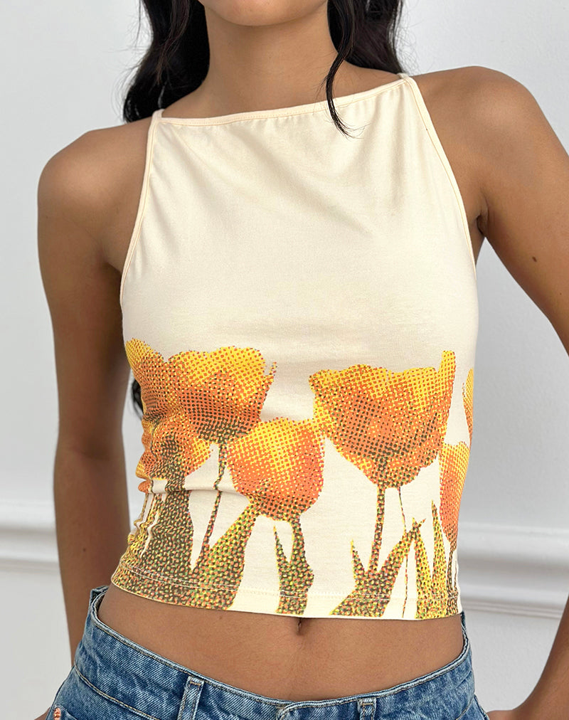 Image of Dudley Vest Top in Buttermilk Blurry Tulip