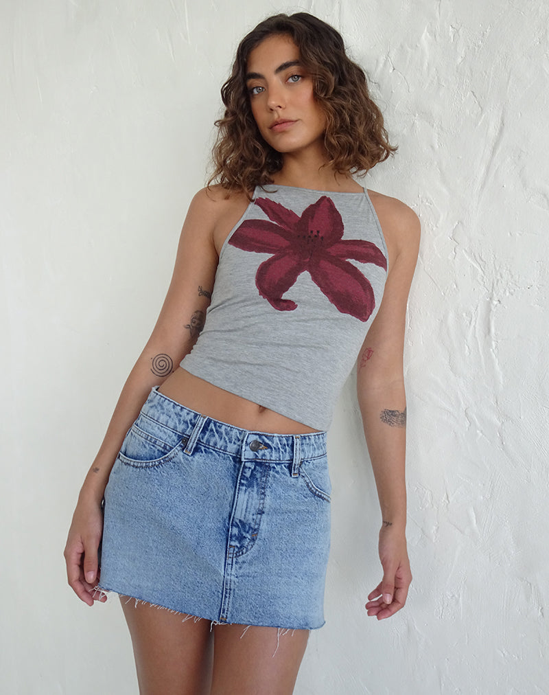 Image of Dudley Vest Top in Grey Marl Painted Flower