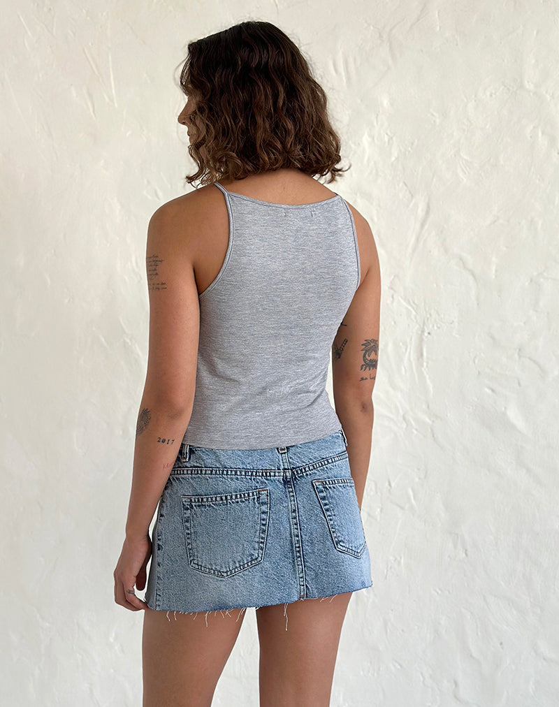 Image of Dudley Vest Top in Grey Marl Painted Flower