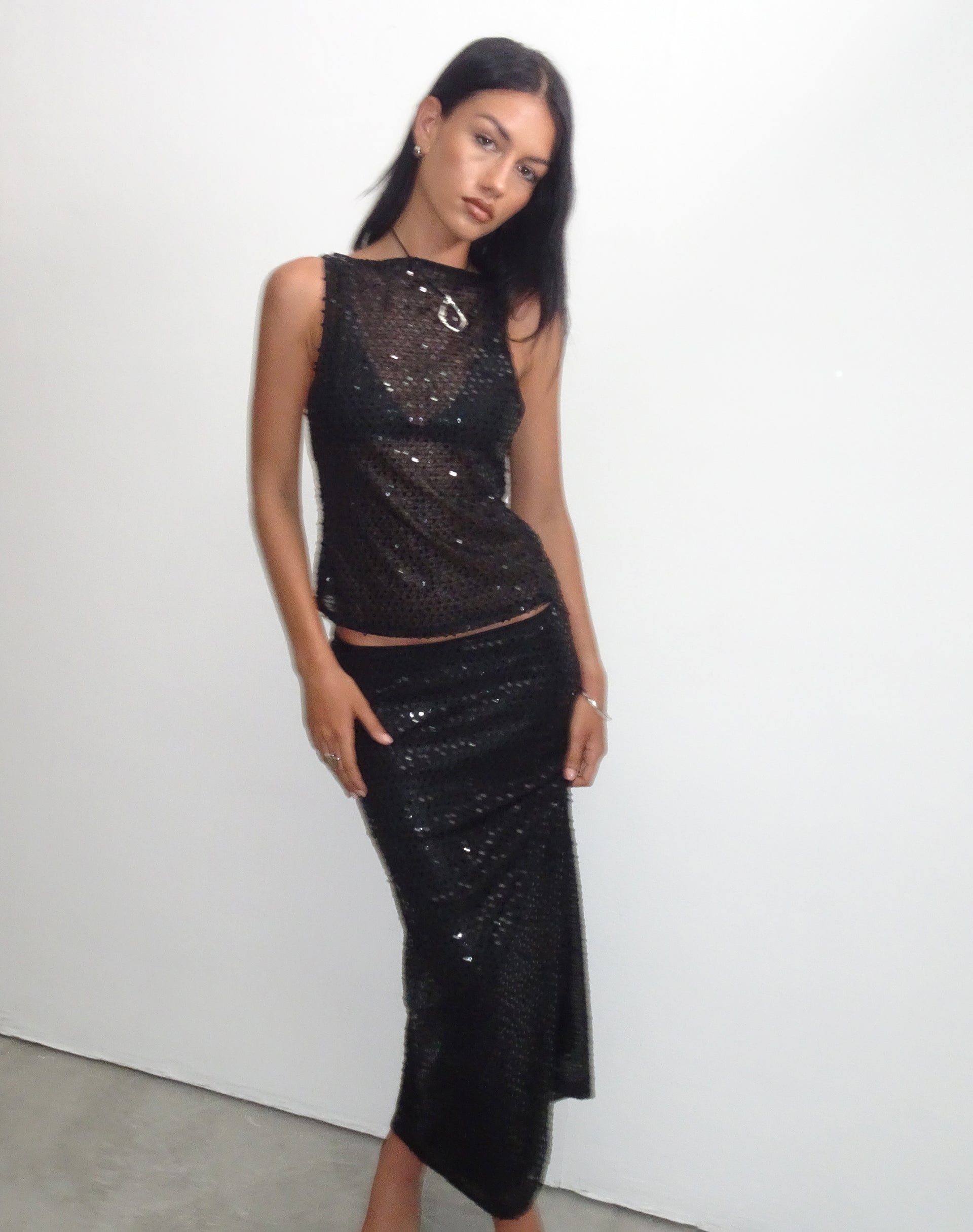 black sequin vest dress Dudley Vest Top in Sequin Knit Black , Bodycon