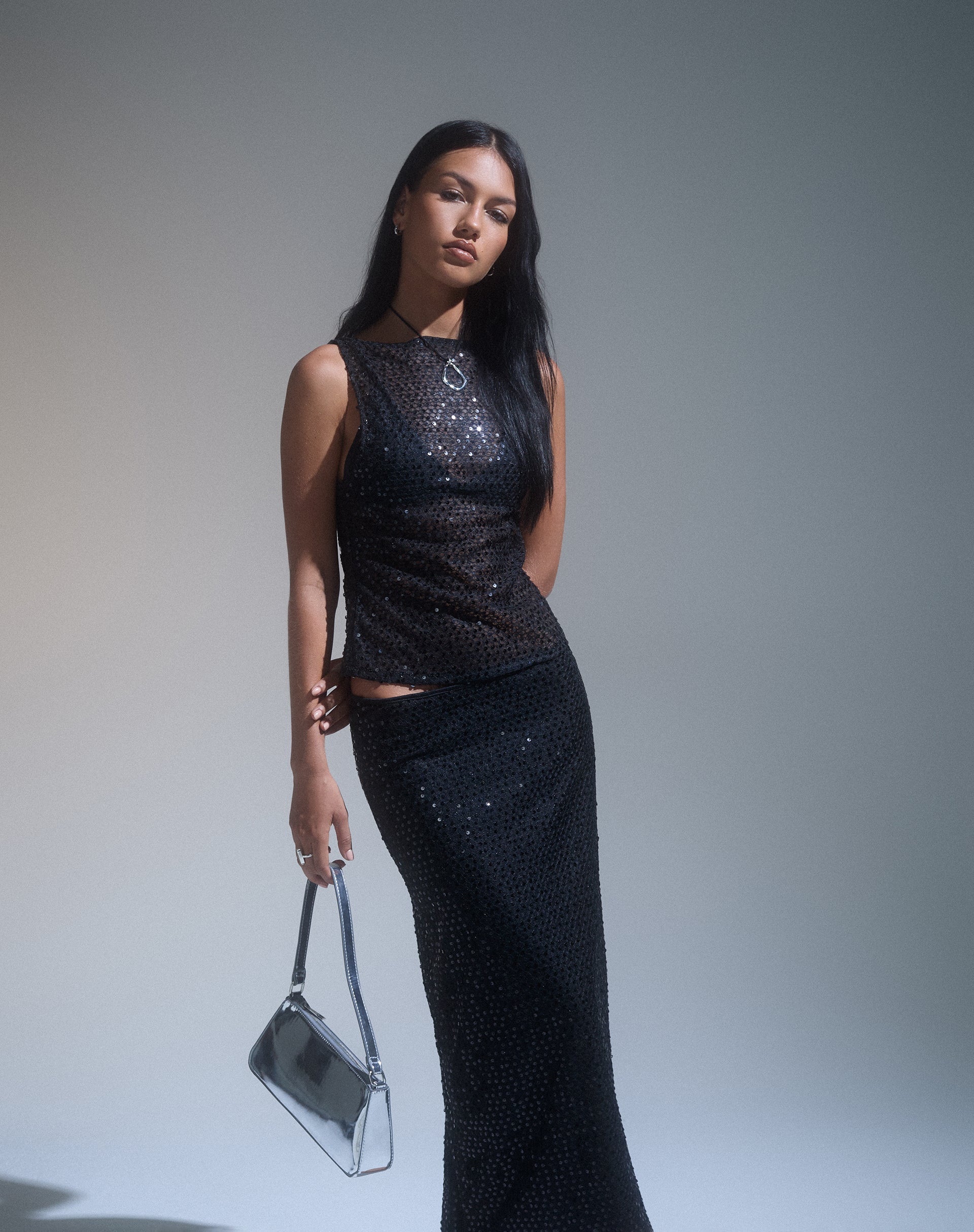 black sequin vest dress Glamm vest-black sequin Jodi/B/Wise Clothing