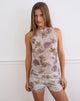 Image of Dudley Vest Top in Floral Sequin White and Purple