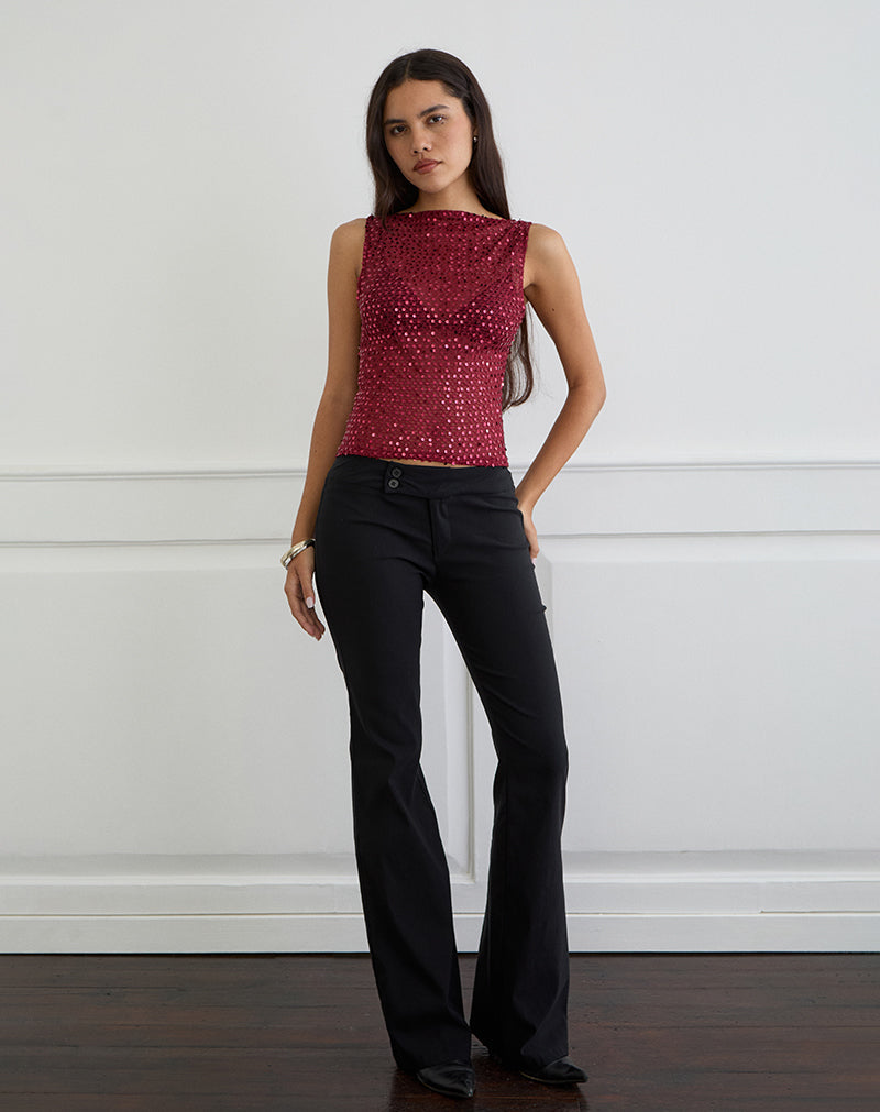 Burgundy Red Knit Sequin Vest Top | Dudley – motelrocks-com-us