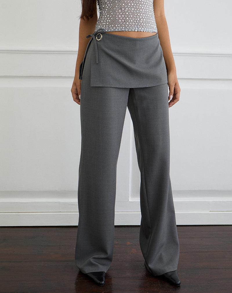 Image of Elka Wrap Trouser in Tailoring Charcoal
