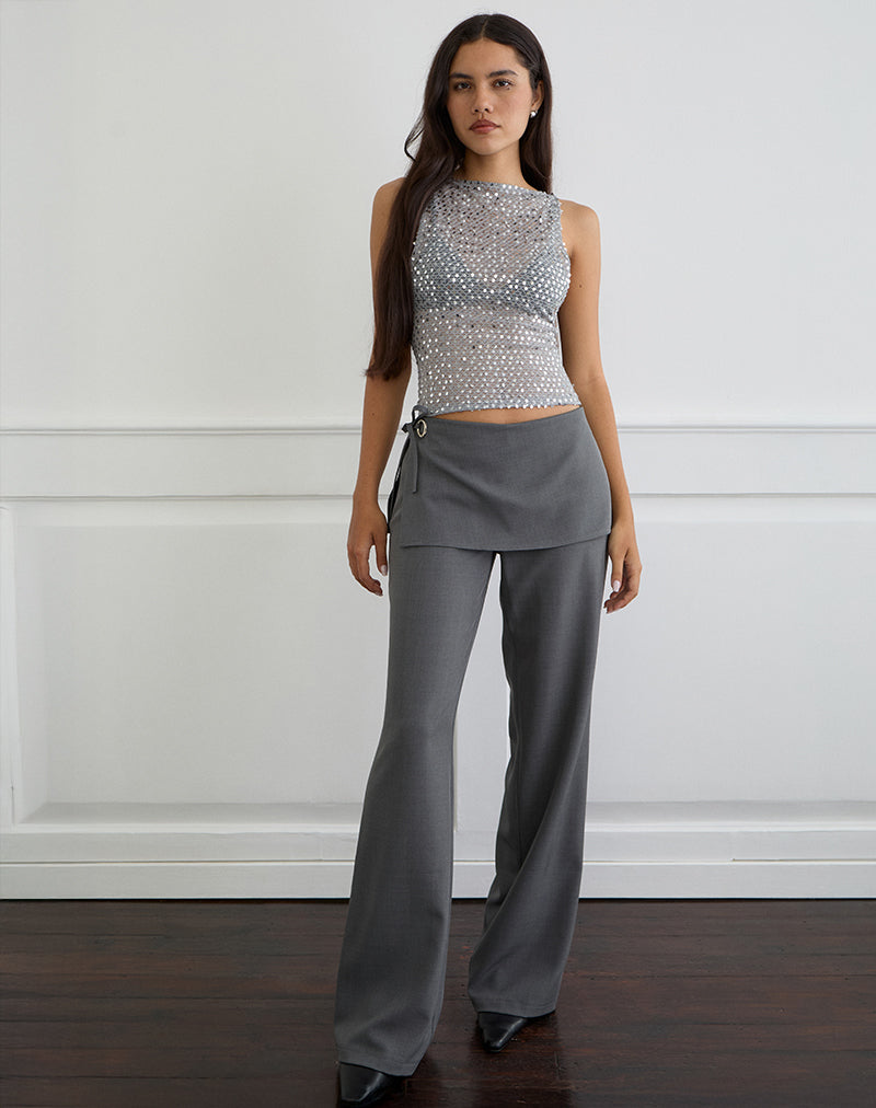 Image of Elka Wrap Trouser in Tailoring Charcoal