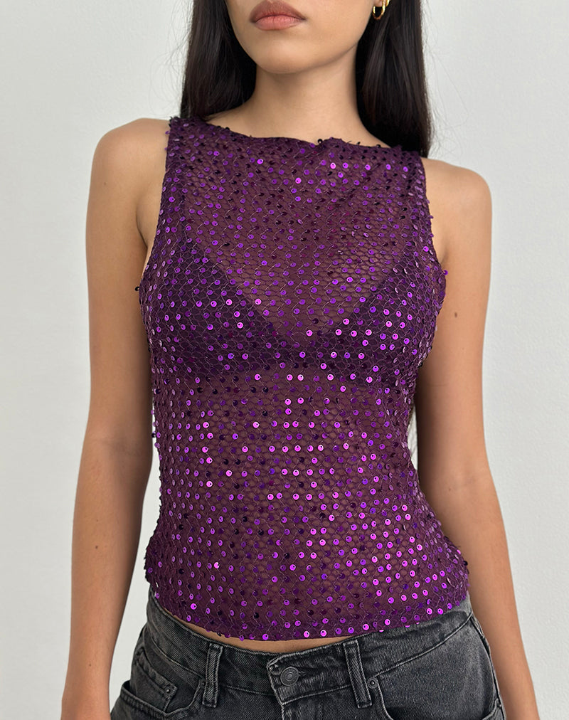 Plum Wine Sequin Knit Vest Top | Dudley – motelrocks-com-us