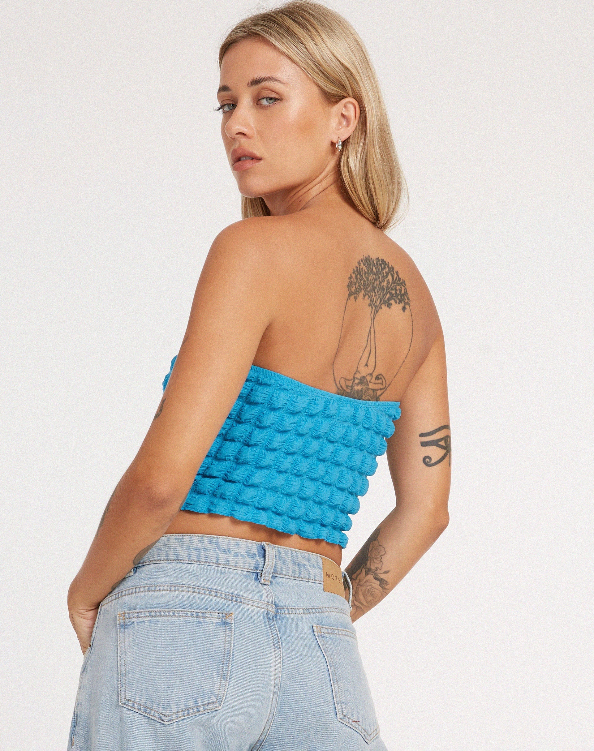 image of Dulce Bandeau Top in Blue