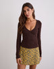 Image of Dulcet Ribbed Plunge Top in Chocolate Brown