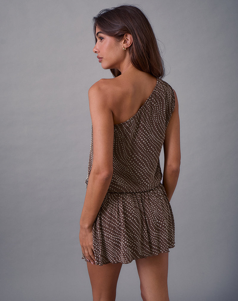 Image of Dyle Mini Dress in Abstract Polka Flock Brown