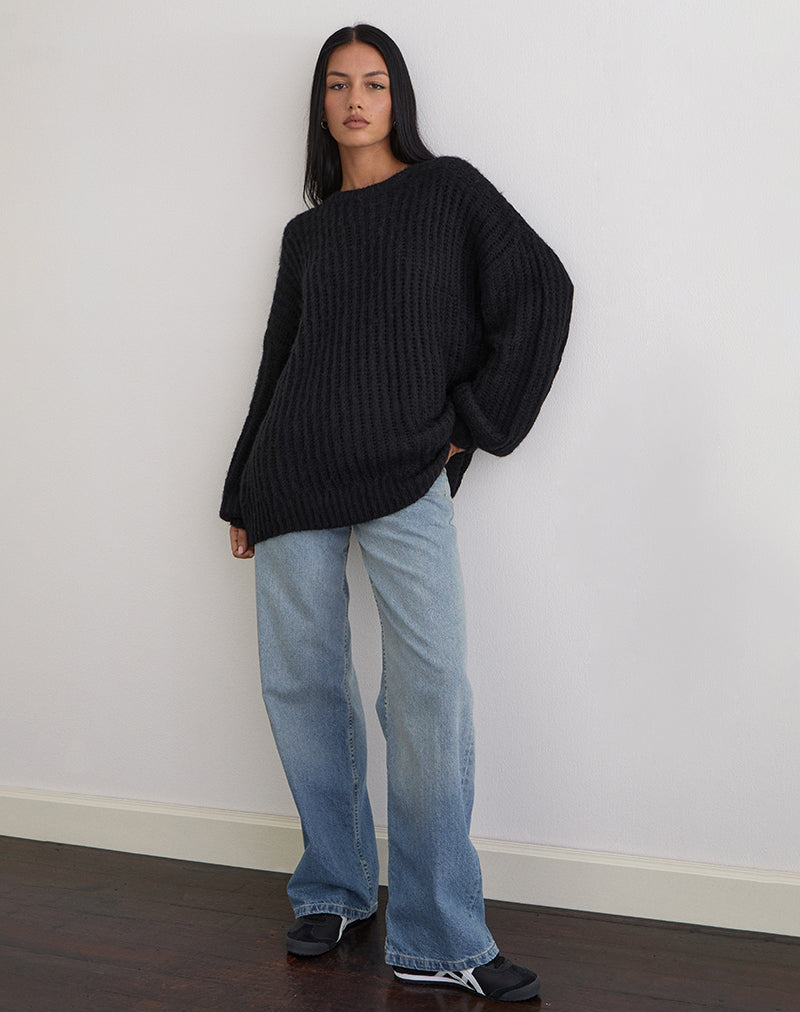 Image of Daren Knitted Oversized Jumper in Black