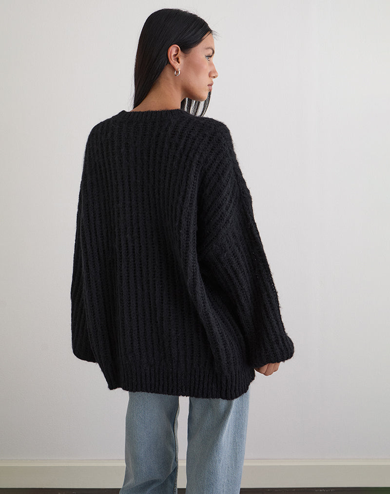 Image of Daren Knitted Oversized Jumper in Black