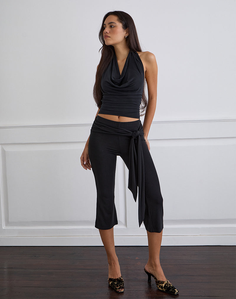 Image of Effy Tie Side Cupro Capri in Black