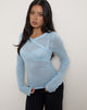 Image of Elanur Long Sleeve Top in Sheer Knit Light Blue