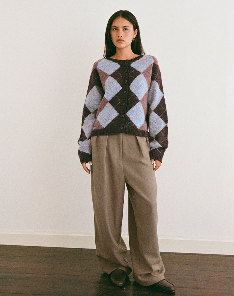 Image of Eliana Cardigan in Knit Argyle Blue