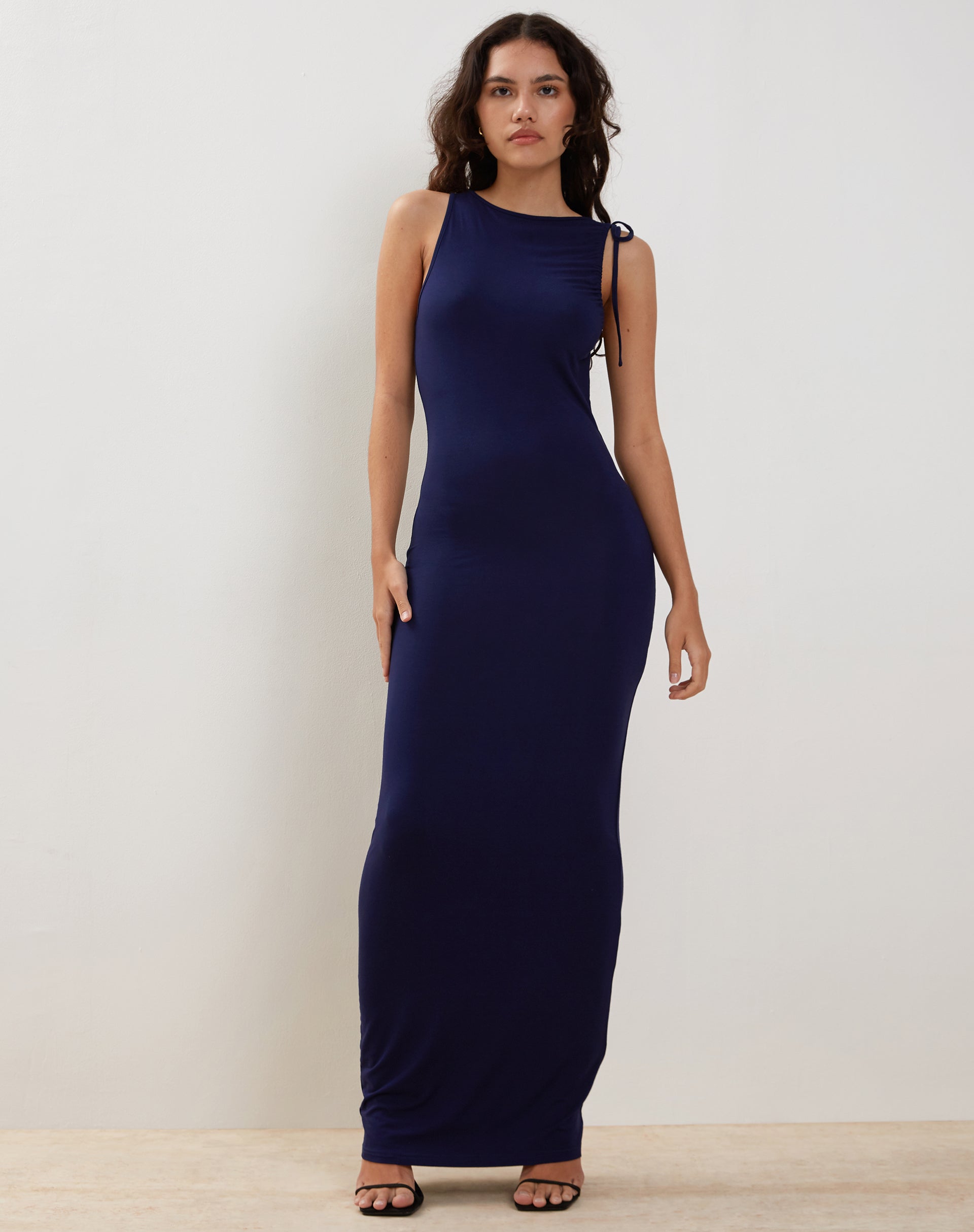 midnight blue maxi dress Elinor Maxi Dress in Slinky Midnight Blue