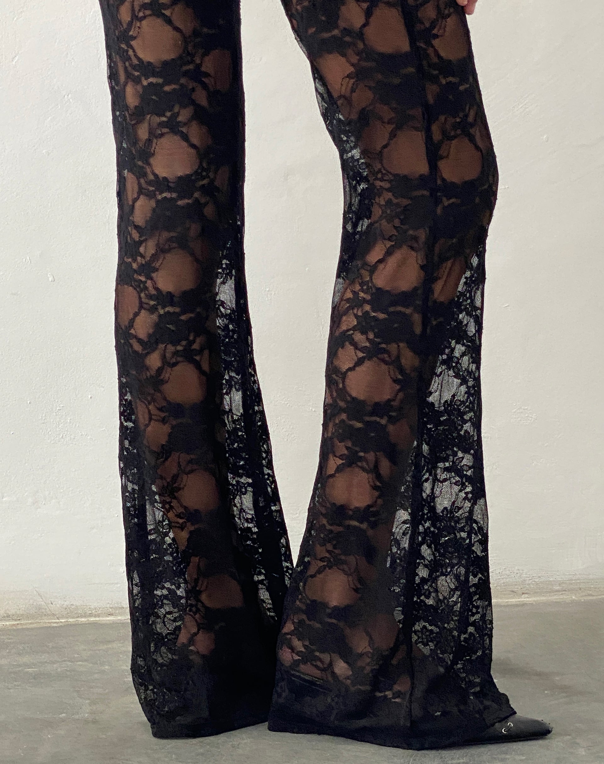 Image of Elio Flared Trouser in Black Lace