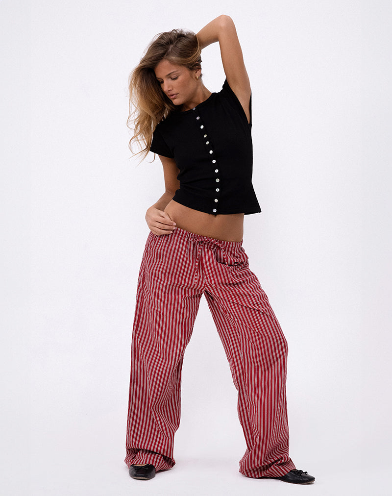 Lirura Casual Trouser in Maroon Stripe