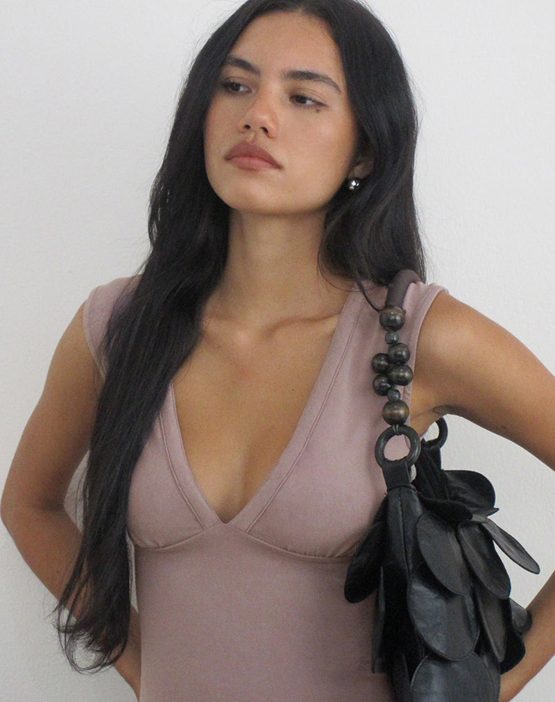Emberly Plunge Top in Dusty Mauve