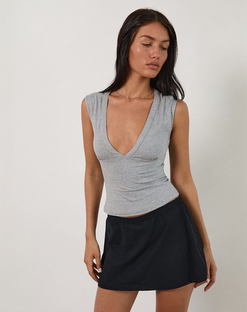 Image of Emberly Plunge Top in Grey Marl