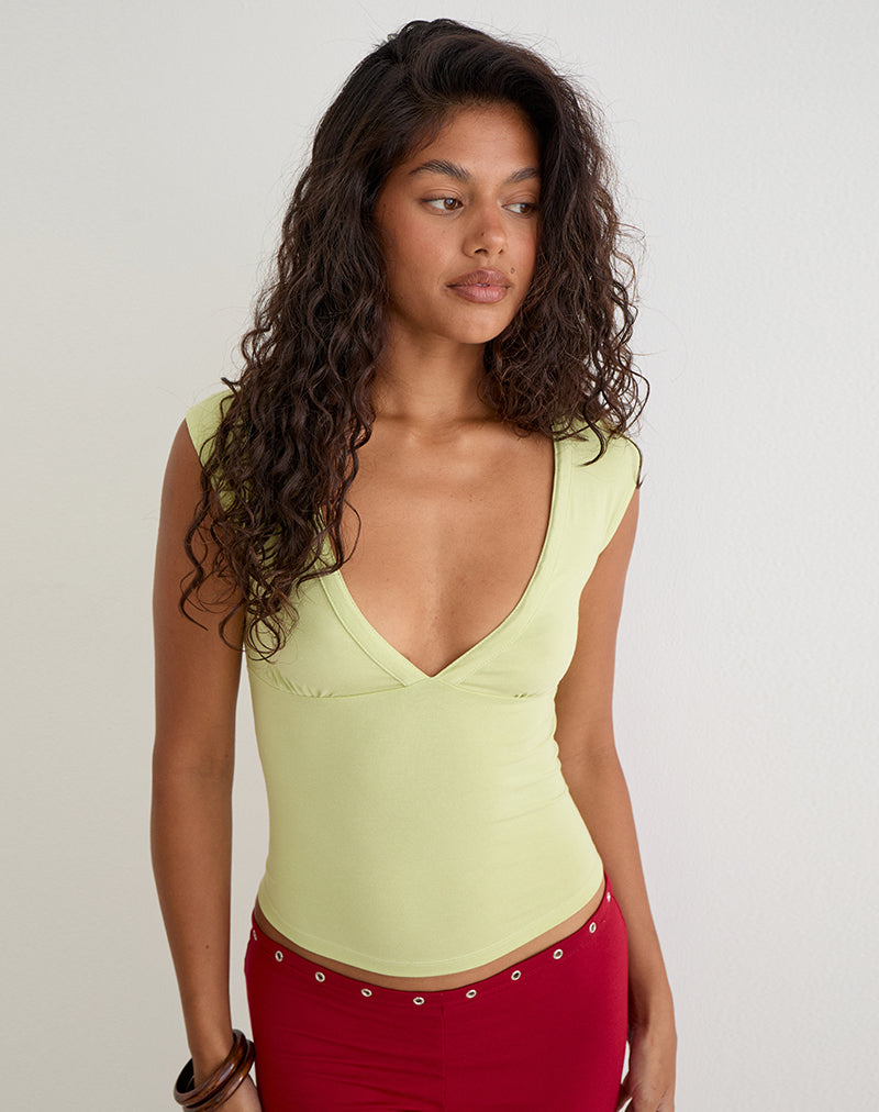 Image of Emberly Plunge Top in Pistachio