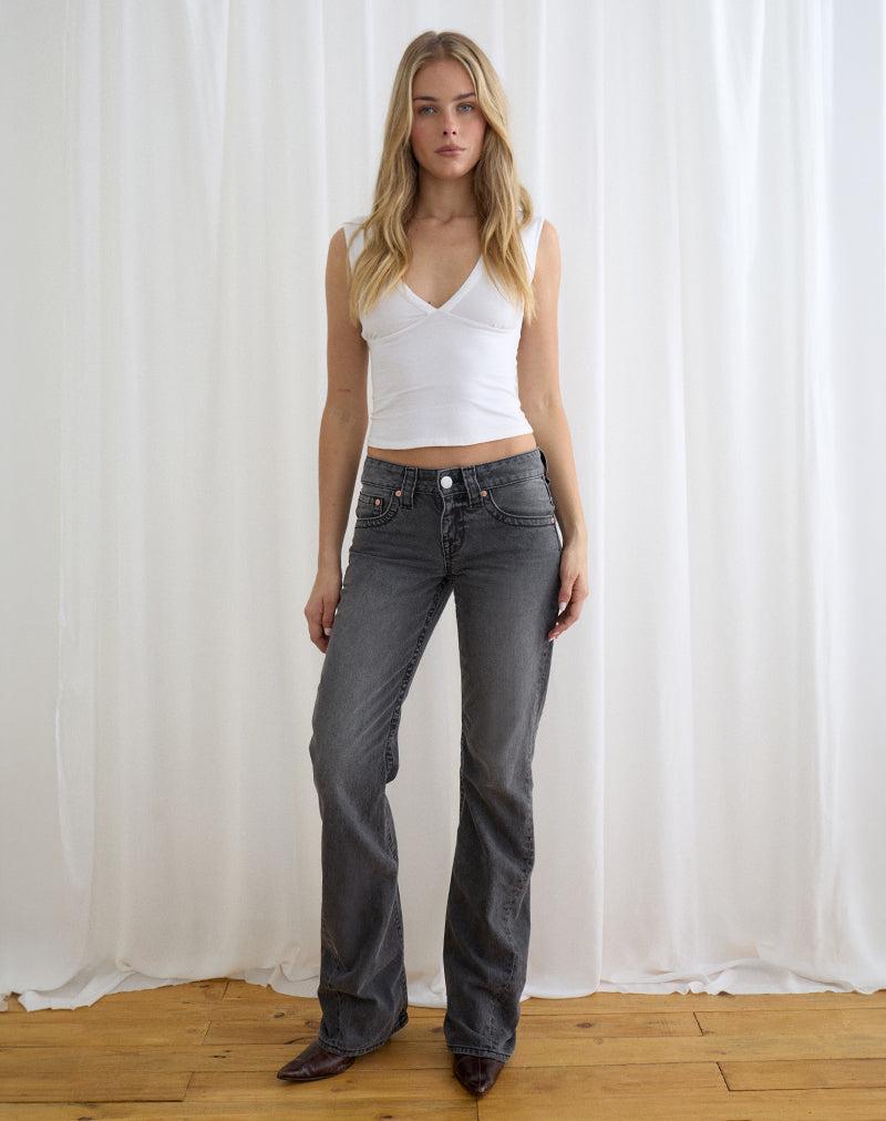 Low Rise Twisted Seam Jeans in Washed Black Grey
