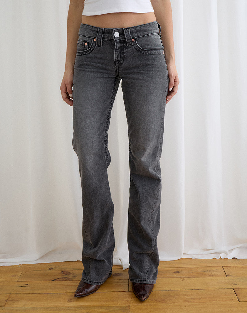 Image of Low Rise Twisted Seam Jeans in Washed Black Grey