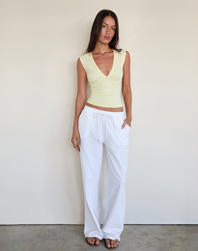 Image of Emberly Plunge Top in Lemon
