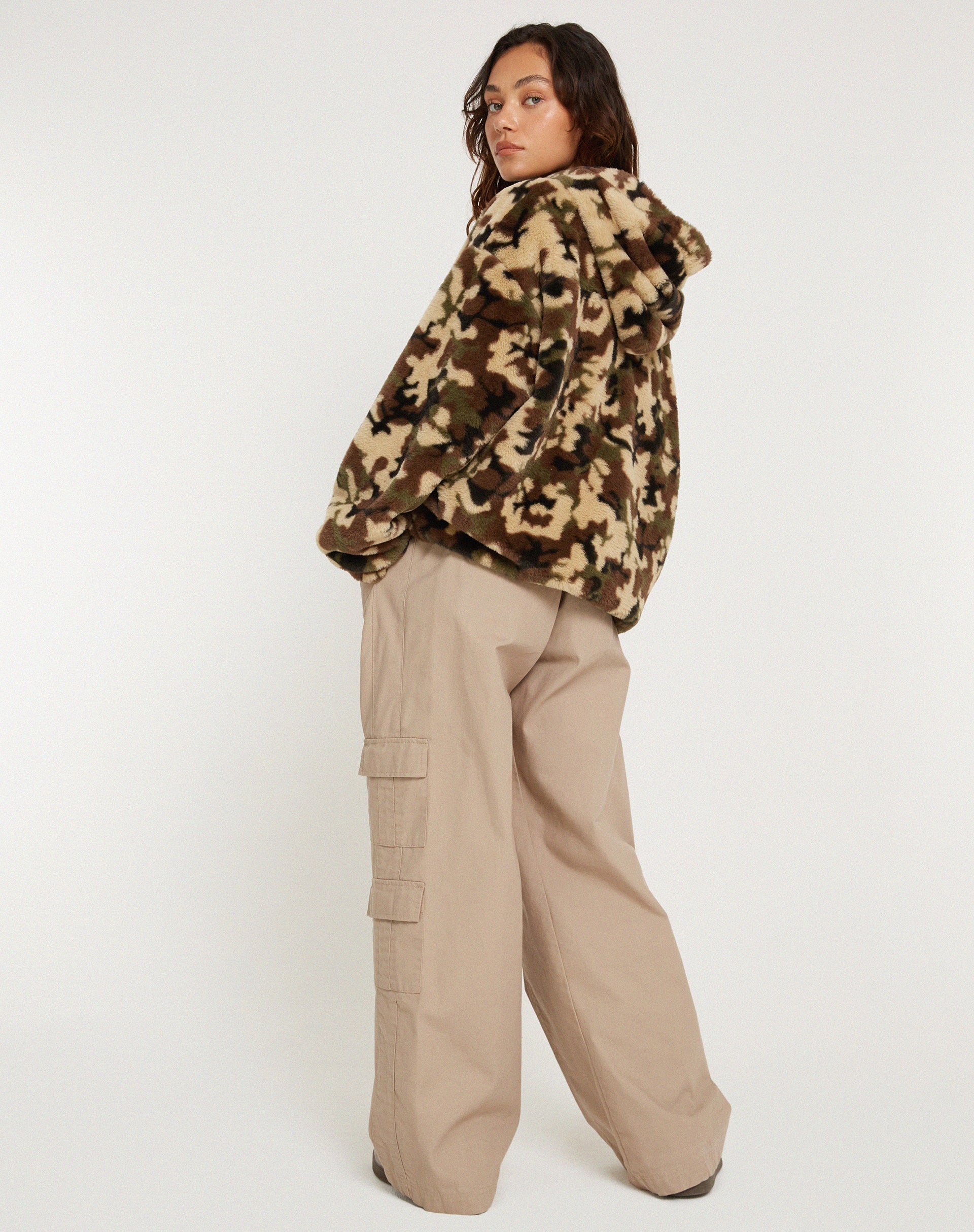 Camo Brown Pebble Faux Fur Hooded Jacket | Emerson – motelrocks-com-us